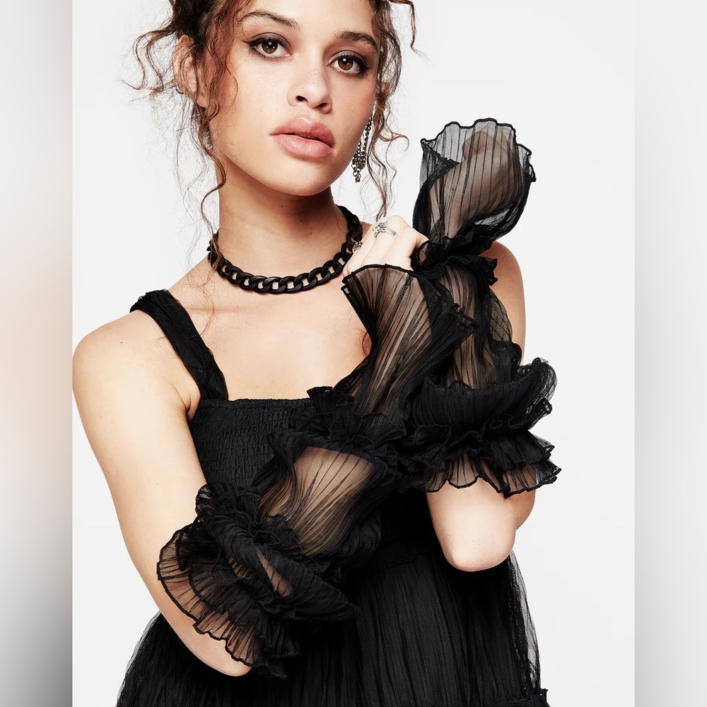 Disturbia Marquise Crinkle Cami Mini Dress with Sleeves